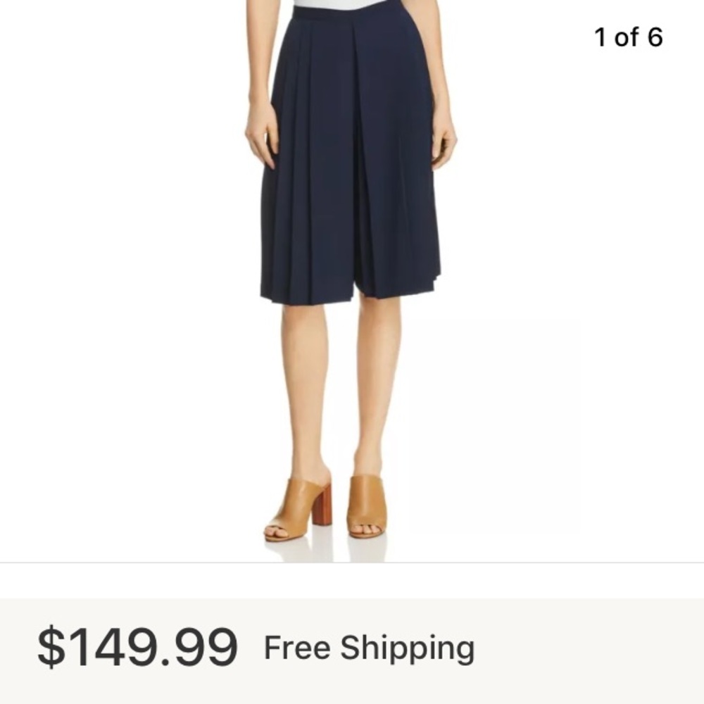 Tory Burch Faye Navy pleated Culotte, Sz12